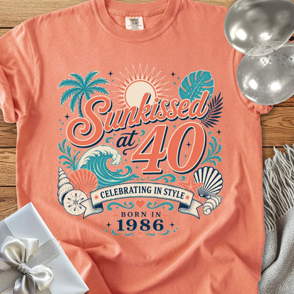Sunkissed at 40, Celebrating in Style, Born in 1986 - Premium 40th Birthday T-Shirt