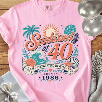 Sunkissed at 40, Celebrating in Style, Born in 1986 - Premium 40th Birthday T-Shirt