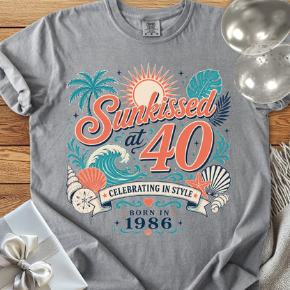 Sunkissed at 40, Celebrating in Style, Born in 1986 - Premium 40th Birthday T-Shirt