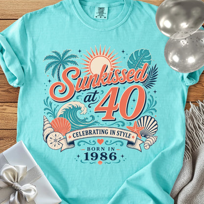 Sunkissed at 40, Celebrating in Style, Born in 1986 - Premium 40th Birthday T-Shirt