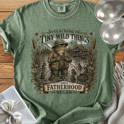 Teaching Tiny Wild Things Since Fatherhood Began - Premium Parenting T-Shirt
