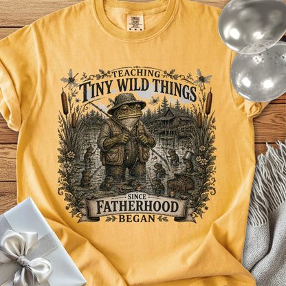 Teaching Tiny Wild Things Since Fatherhood Began - Premium Parenting T-Shirt