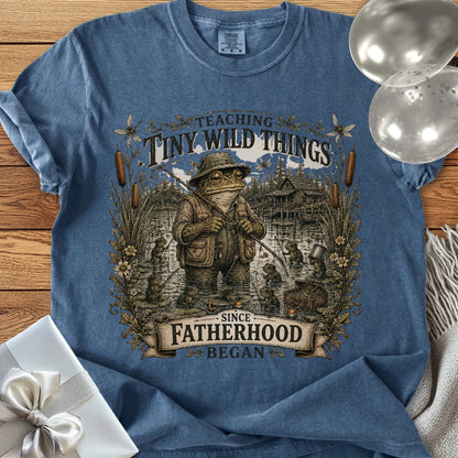 Teaching Tiny Wild Things Since Fatherhood Began - Premium Parenting T-Shirt
