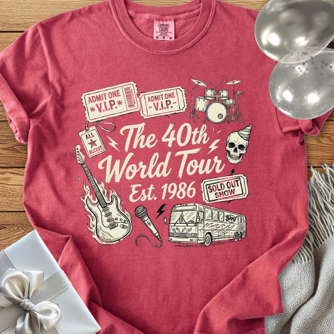 The 40th World Tour, Est 1986 - Premium 40th Birthday T-Shirt