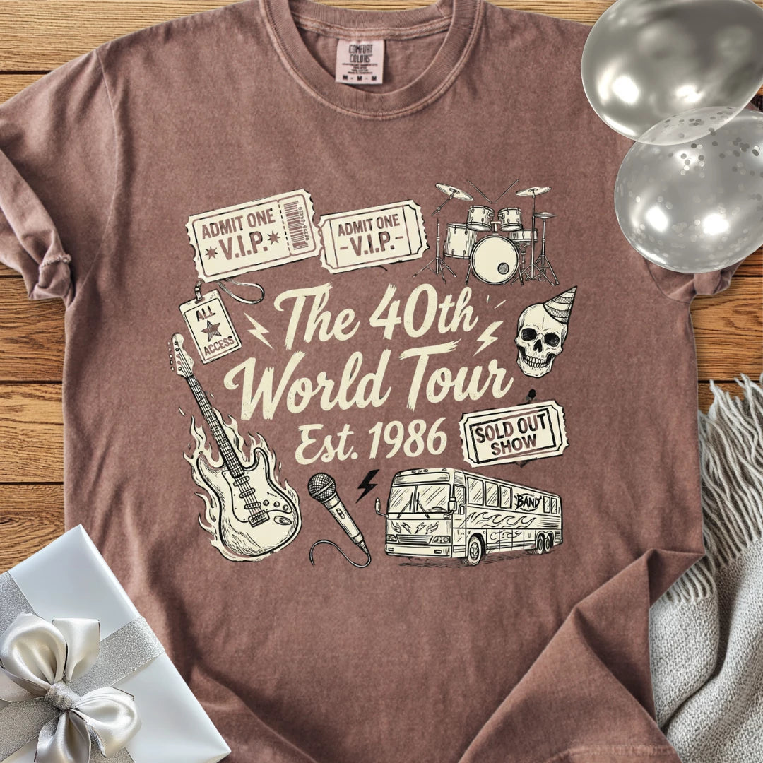 The 40th World Tour, Est 1986 - Premium 40th Birthday T-Shirt