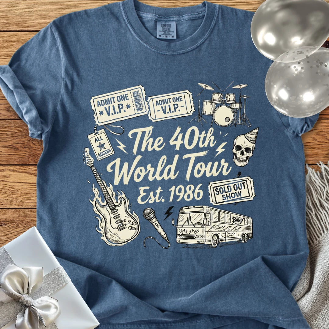 The 40th World Tour, Est 1986 - Premium 40th Birthday T-Shirt