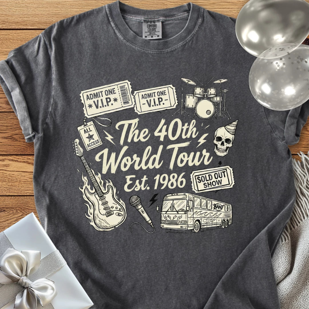 The 40th World Tour, Est 1986 - Premium 40th Birthday T-Shirt