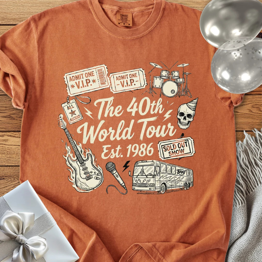 The 40th World Tour, Est 1986 - Premium 40th Birthday T-Shirt
