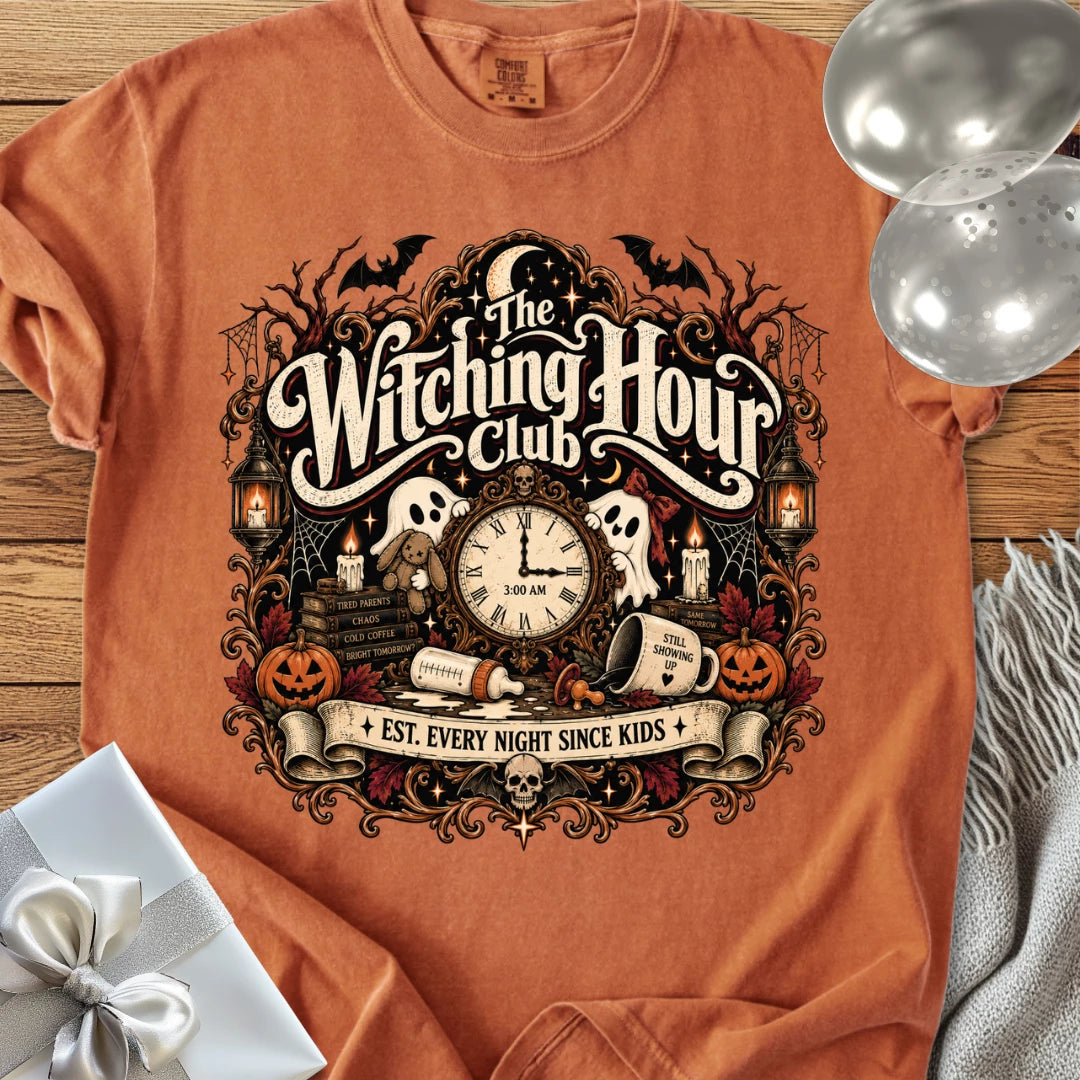 Witching Hour Club, Est. Every Night Since Kids - Premium Halloween Parenting T-Shirt