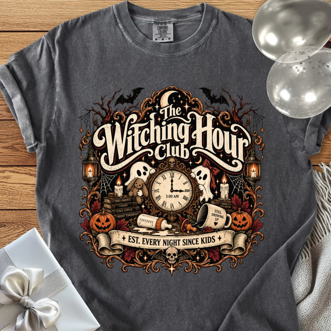 Witching Hour Club, Est. Every Night Since Kids - Premium Halloween Parenting T-Shirt
