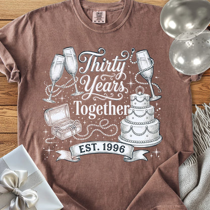 Thirty Years Together, Est 1996 - Premium 30th Wedding Anniversary T-Shirt