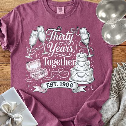 Thirty Years Together, Est 1996 - Premium 30th Wedding Anniversary T-Shirt