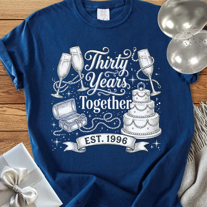 Thirty Years Together, Est 1996 - Premium 30th Wedding Anniversary T-Shirt