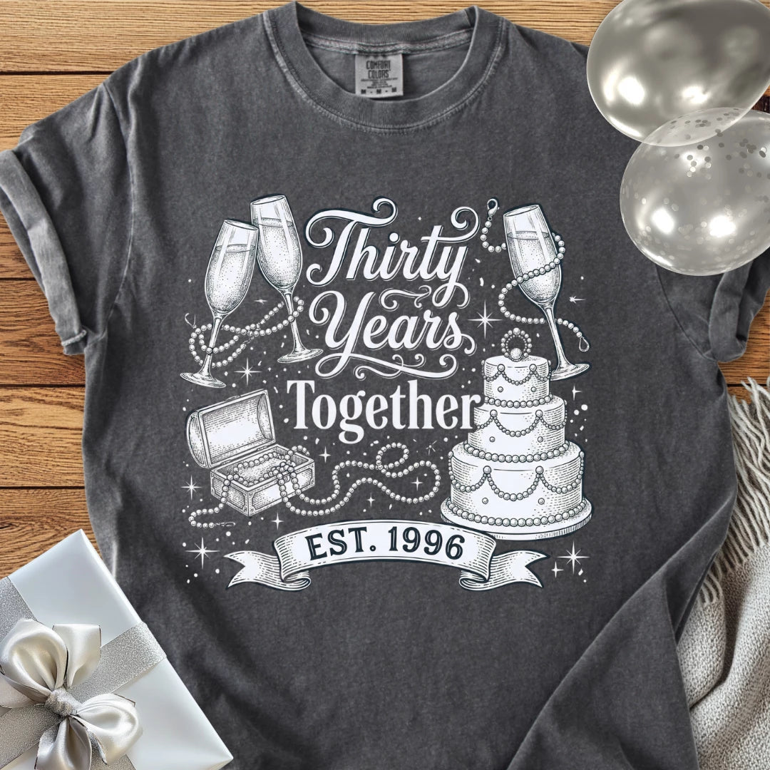 Thirty Years Together, Est 1996 - Premium 30th Wedding Anniversary T-Shirt