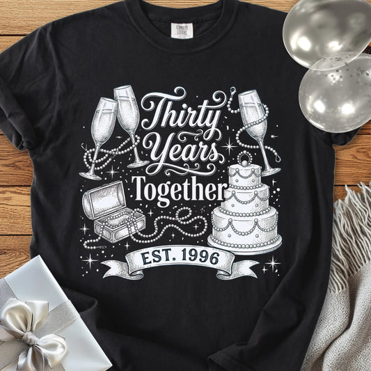 Thirty Years Together, Est 1996 - Premium 30th Wedding Anniversary T-Shirt