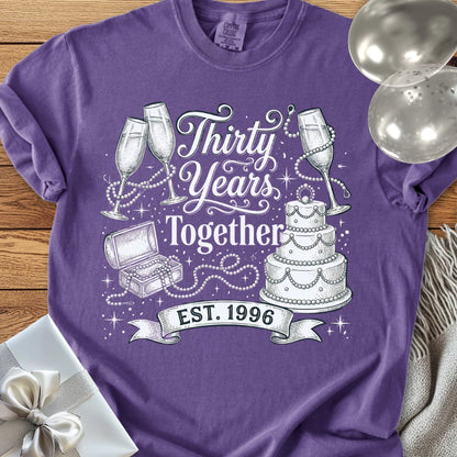 Thirty Years Together, Est 1996 - Premium 30th Wedding Anniversary T-Shirt