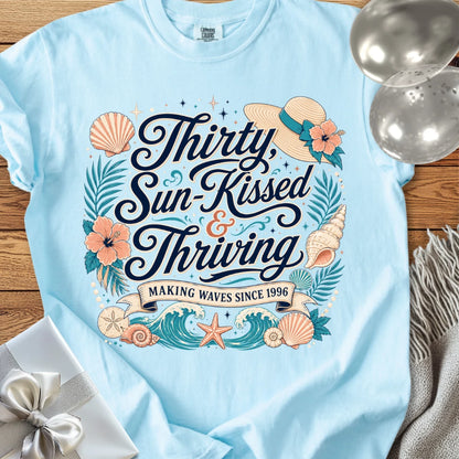 Thirty, Sun-Kissed & Thriving, Making Waves Since 1966 - Premium 30th Birthday T-Shirt