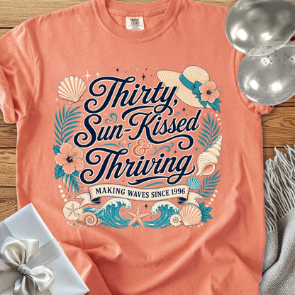 Thirty, Sun-Kissed & Thriving, Making Waves Since 1966 - Premium 30th Birthday T-Shirt
