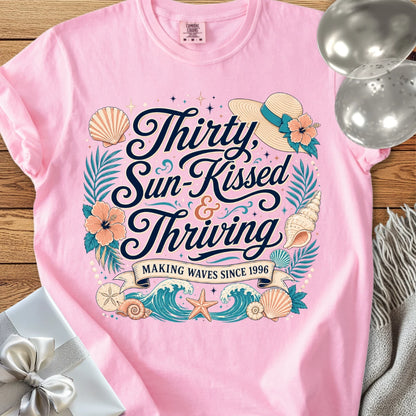 Thirty, Sun-Kissed & Thriving, Making Waves Since 1966 - Premium 30th Birthday T-Shirt