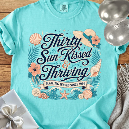 Thirty, Sun-Kissed & Thriving, Making Waves Since 1966 - Premium 30th Birthday T-Shirt