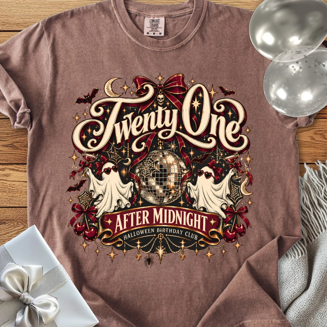 Twenty One After Midnight, Halloween Birthday Club - Premium Halloween 21st Birthday T-Shirt