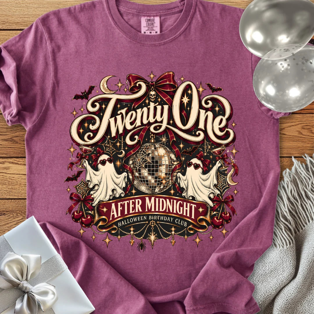 Twenty One After Midnight, Halloween Birthday Club - Premium Halloween 21st Birthday T-Shirt