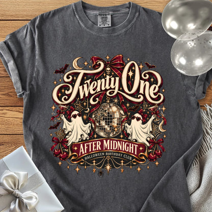 Twenty One After Midnight, Halloween Birthday Club - Premium Halloween 21st Birthday T-Shirt
