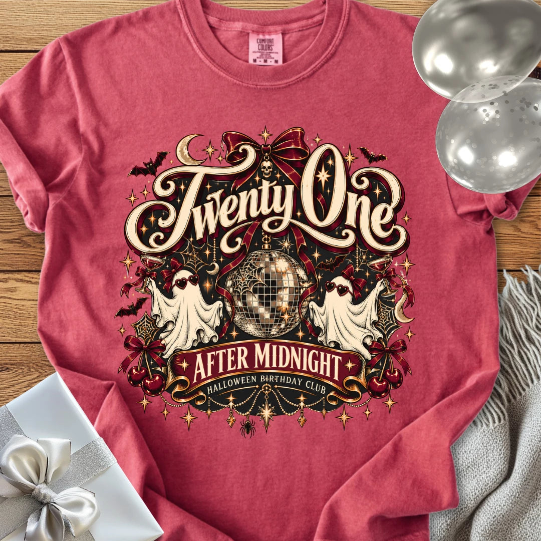 Twenty One After Midnight, Halloween Birthday Club - Premium Halloween 21st Birthday T-Shirt