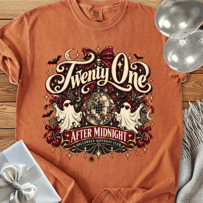 Twenty One After Midnight, Halloween Birthday Club - Premium Halloween 21st Birthday T-Shirt