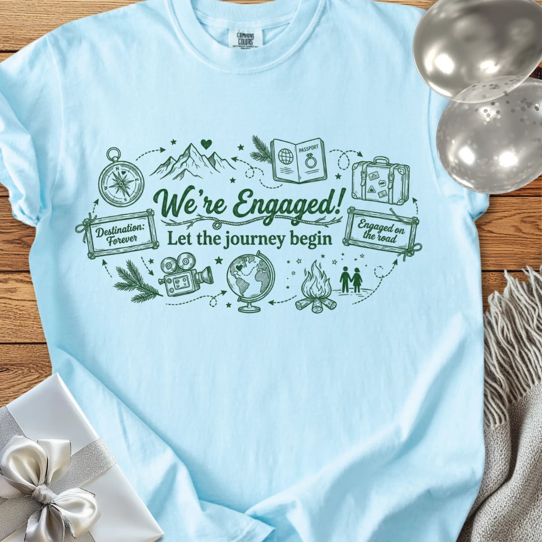 We're Engaged, Let the Journey Begin - Premium Engagement T-Shirt