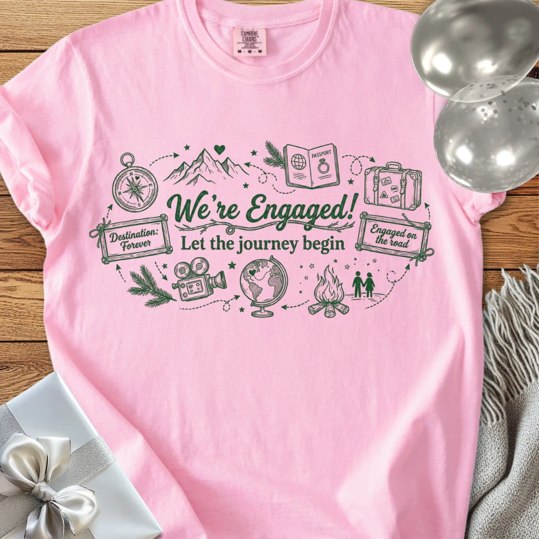 We're Engaged, Let the Journey Begin - Premium Engagement T-Shirt
