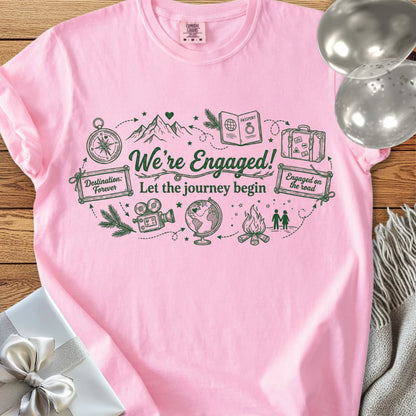 We're Engaged, Let the Journey Begin - Premium Engagement T-Shirt