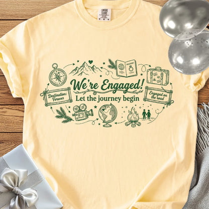 We're Engaged, Let the Journey Begin - Premium Engagement T-Shirt