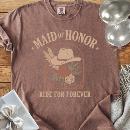 Maid of Honor, Ride for Forever - Western Bridal Party T-Shirt
