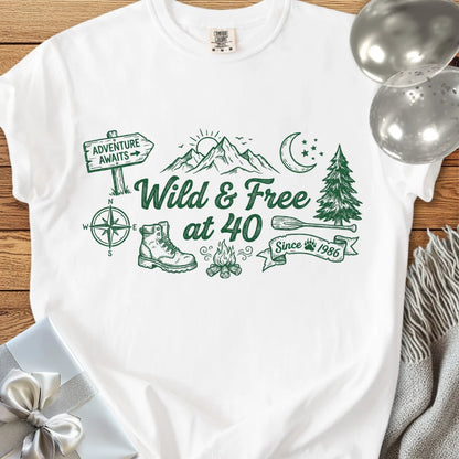 Wild & Free at 40 - Premium 40th Birthday T-Shirt