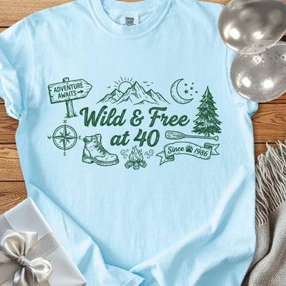 Wild & Free at 40 - Premium 40th Birthday T-Shirt