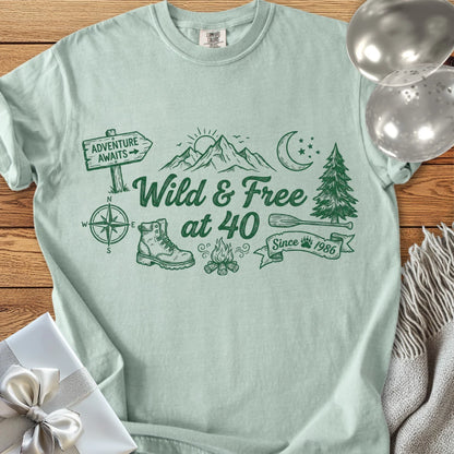 Wild & Free at 40 - Premium 40th Birthday T-Shirt