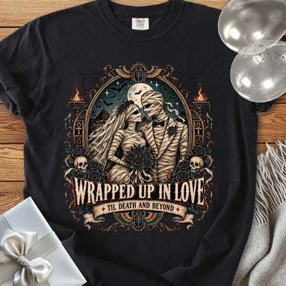 Wrapped Up in Love - Premium Halloween Wedding T-Shirt