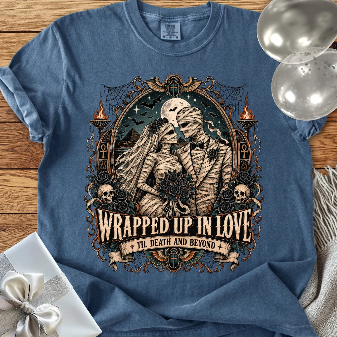 Wrapped Up in Love - Premium Halloween Wedding T-Shirt