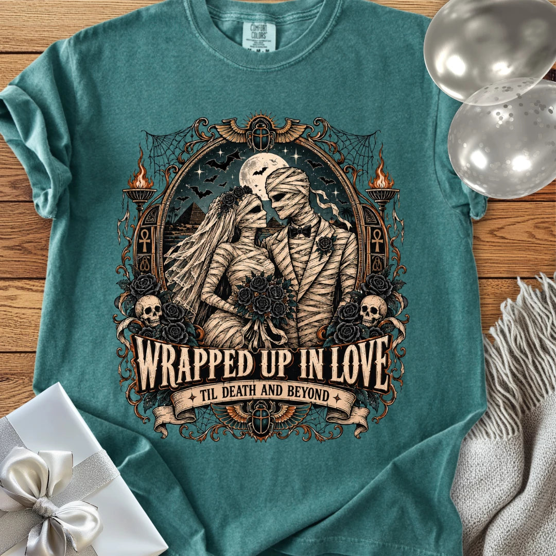 Wrapped Up in Love - Premium Halloween Wedding T-Shirt