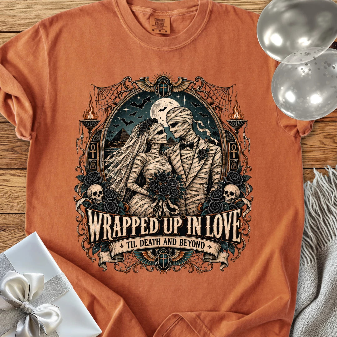 Wrapped Up in Love - Premium Halloween Wedding T-Shirt