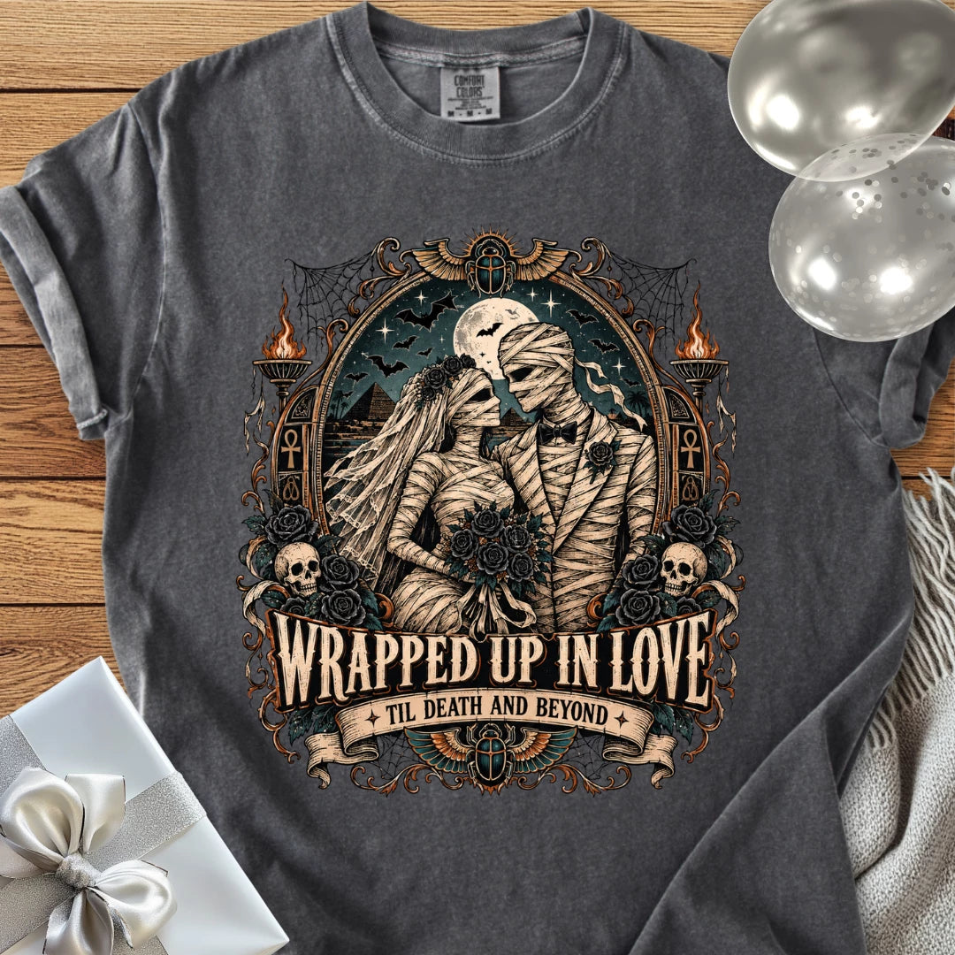 Wrapped Up in Love - Premium Halloween Wedding T-Shirt