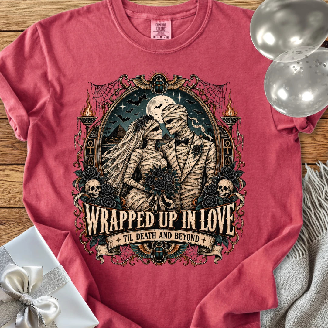 Wrapped Up in Love - Premium Halloween Wedding T-Shirt