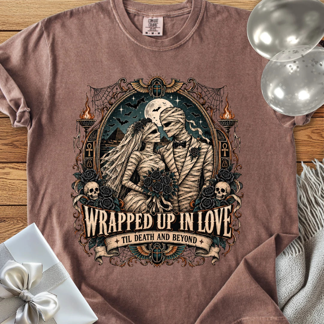 Wrapped Up in Love - Premium Halloween Wedding T-Shirt