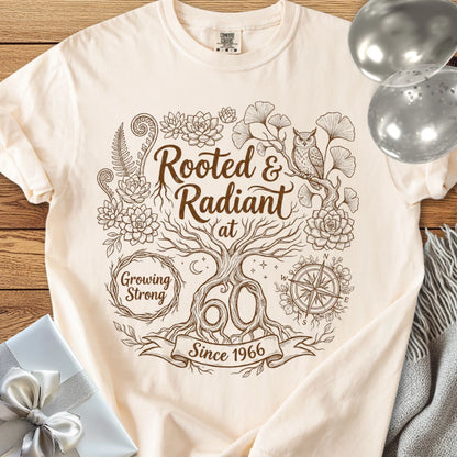 Rooted & Radiant at 60, Since 1966 - Premium 60th Birthday T-Shirt