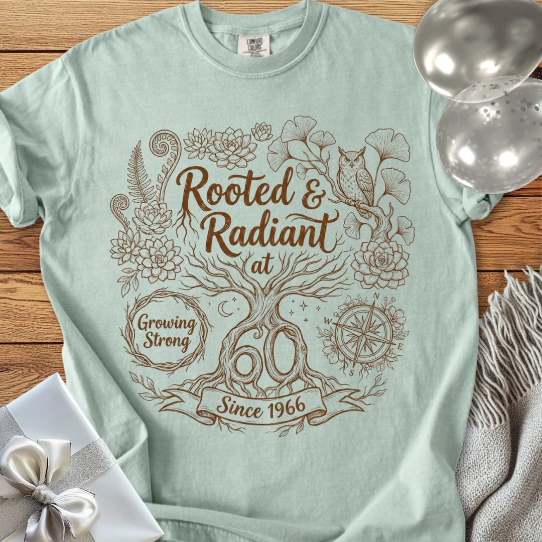 Rooted & Radiant at 60, Since 1966 - Premium 60th Birthday T-Shirt