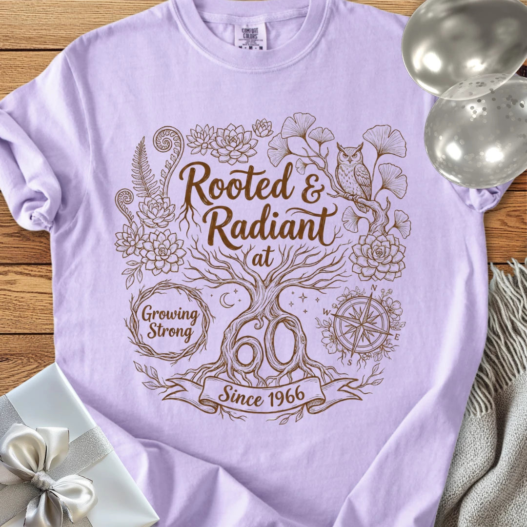Rooted & Radiant at 60, Since 1966 - Premium 60th Birthday T-Shirt