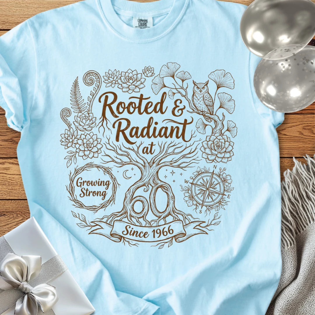 Rooted & Radiant at 60, Since 1966 - Premium 60th Birthday T-Shirt