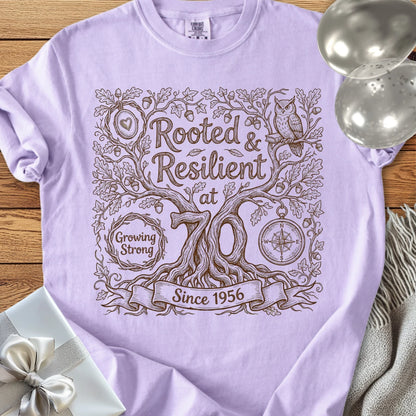Rooted & Resilient at 70, Since 1956 - Premium 70th Birthday T-Shirt