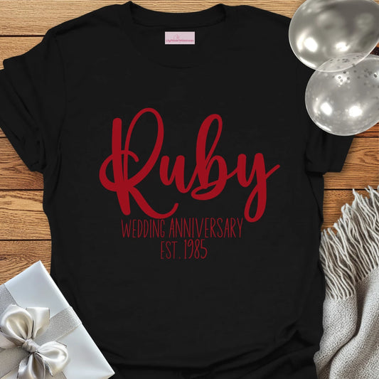 Ruby Wedding Anniversary, Est. 1985 - 40th Wedding Anniversary T-Shirt